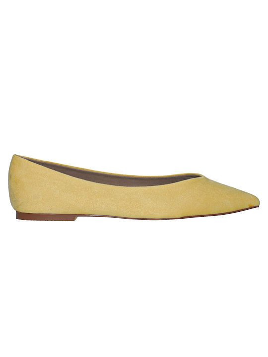 Corina Suede Pointy Ballerinas Yellow