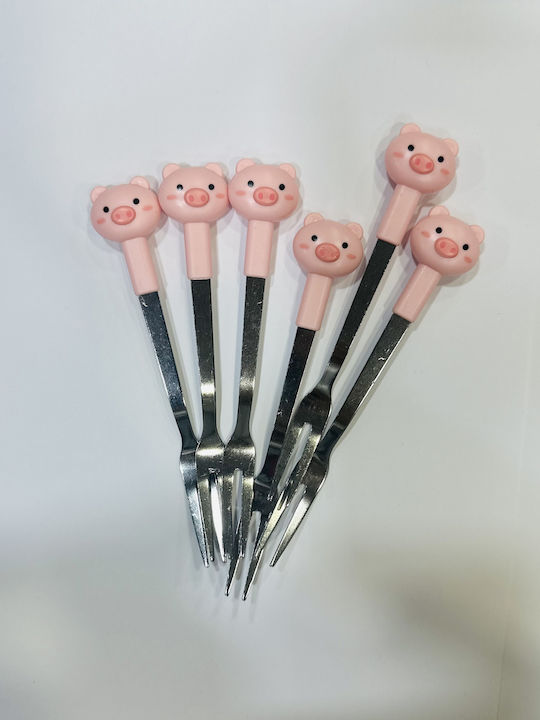 Inox Fruit/Dessert Fork Set Pink Mr.elephant 7pcs