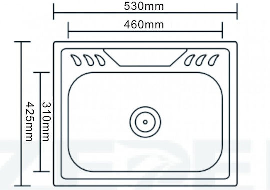 Inter Ceramic 5443P Ένθετος Inox με Μπαταρία Μ53xΠ42cm Ασημί