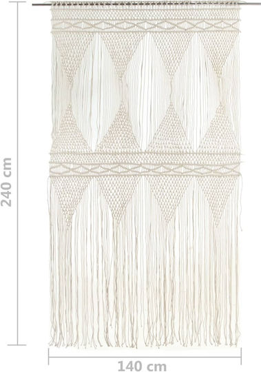 vidaXL Macramé 140x240cm Fabric Door Curtain Beige 140x240cm 323978