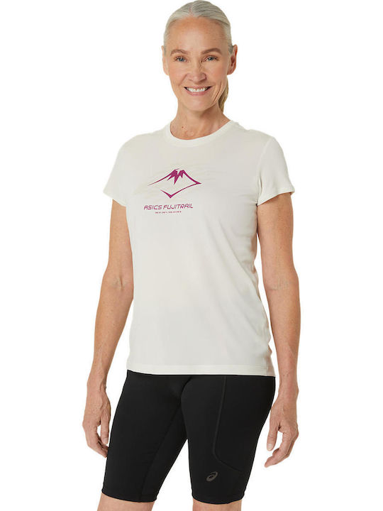 ASICS Fujitrail Logo Γυναικείο Αθλητικό T-shirt Λευκό