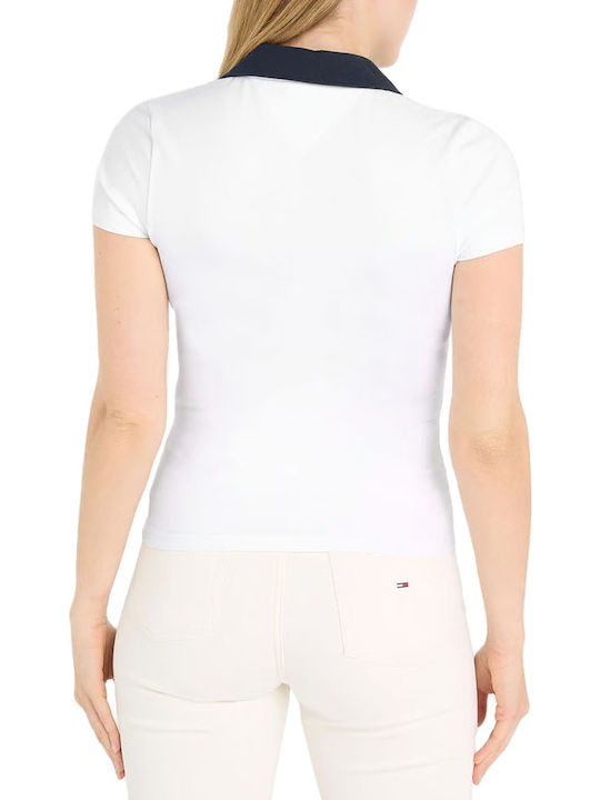 Tommy Hilfiger Women's Polo Blouse Short Sleeve White