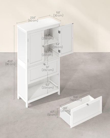 Vasagle Bathroom Cabinet L60xW30xH110cm White