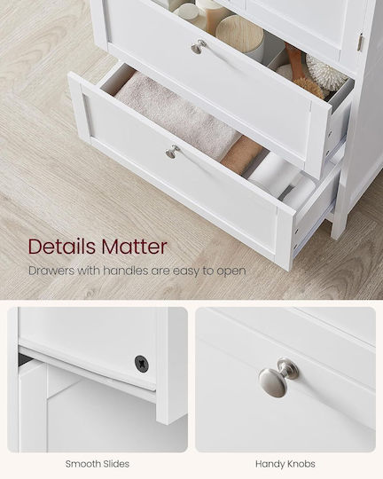 Vasagle Bathroom Cabinet L60xW30xH110cm White