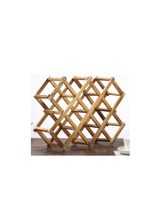 Rabattabilă Tabletop Suport pentru Sticle Lemn pentru 8 Sticle Maro