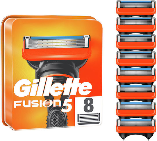 Gillette Fusion5 Ανταλλακτικές Κεφαλές με 5 Λεπίδες & Λιπαντική Ταινία 8τμχ