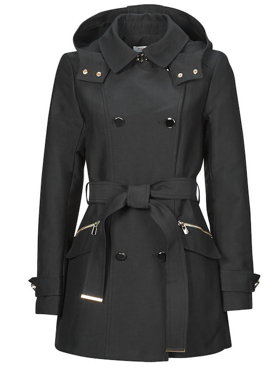 Women's Black Coat with Belt