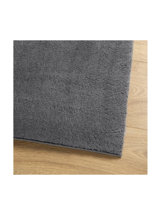 vidaXL Huarte Rutschfest Teppich Rechteckig Synthetisch,Polyester/Cotton/Leather Charcoal