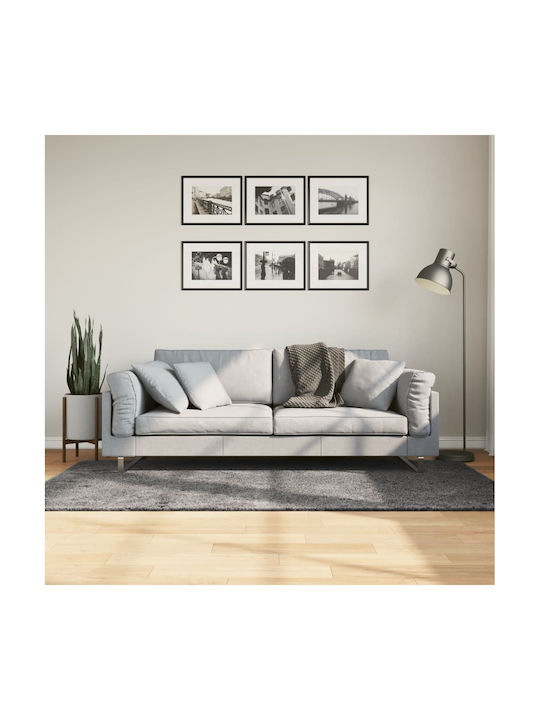 vidaXL Huarte Rutschfest Teppich Rechteckig Synthetisch,Polyester/Cotton/Leather Charcoal