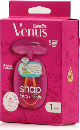 Venus Snap Extra Smooth Ξυραφάκι Σώματος με Ανταλλακτική Κεφαλή 5 Λεπίδων & Λιπαντική Ταινία για Ευαίσθητες Επιδερμίδες Cosmo Pink