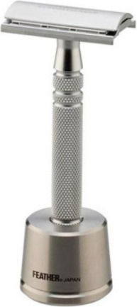 Feather All Stainless Steel Double-Edge AS-D2S Ξυραφάκι Ασφαλείας Ανοιχτού Τύπου για Ευαίσθητες Επιδερμίδες με Βάση