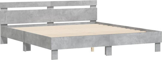 Bett Übergröße Holz Grey Concrete mit Latten für Matratze 160x200cm