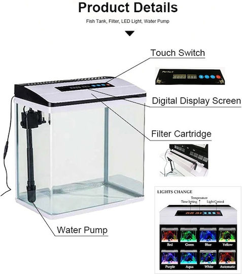 Led Fish Aquarium Capacity 81lt with 61x54x54cm White