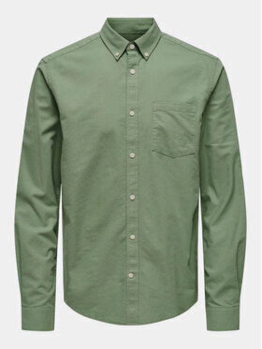 Only & Sons Men's Shirt Long Sleeve Green