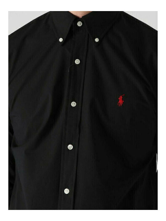Langärmlig Baumwolle Hemd Black