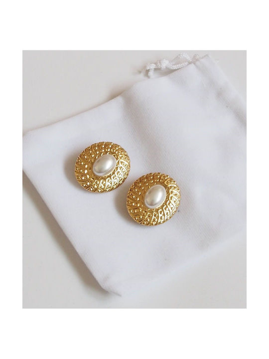 Earrings with Clip made of Steel Gold Plated