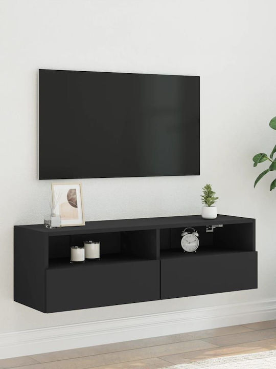 TV Stand Wooden Black Velvet-Black Metal L100xW30xH30cm