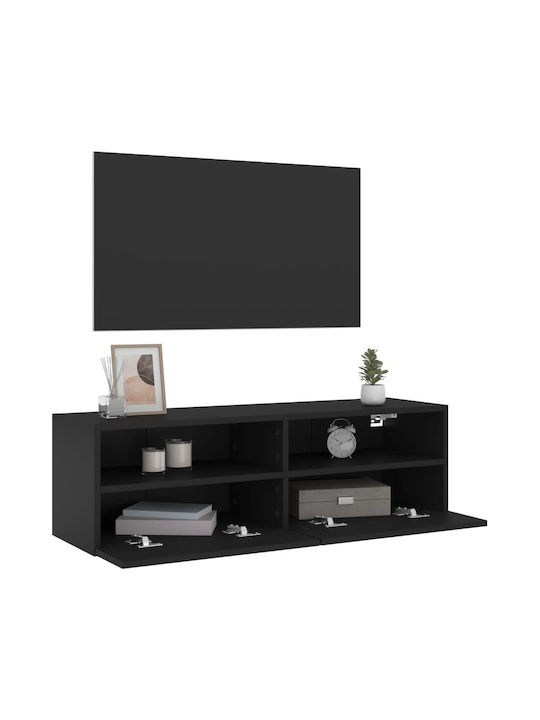 TV Stand Wooden Black Velvet-Black Metal L100xW30xH30cm