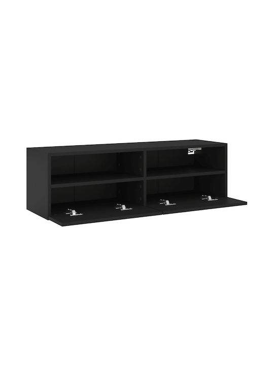 TV Stand Wooden Black Velvet-Black Metal L100xW30xH30cm
