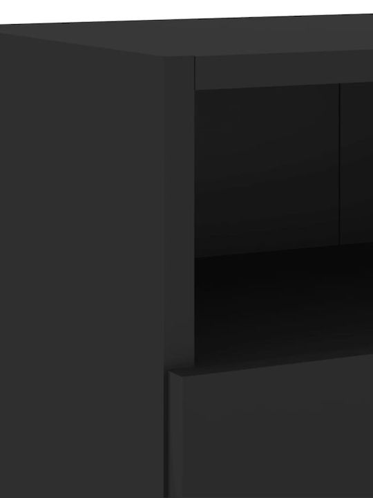 TV Stand Wooden Black Velvet-Black Metal L100xW30xH30cm