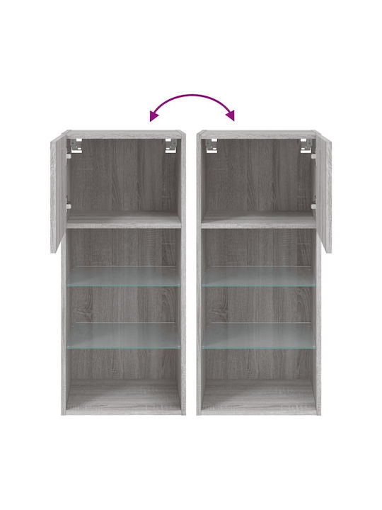 Wall-Mounted Living Room Cabinet made of Particle Board with Lighting Grey Sonoma 40.5x30x90cm