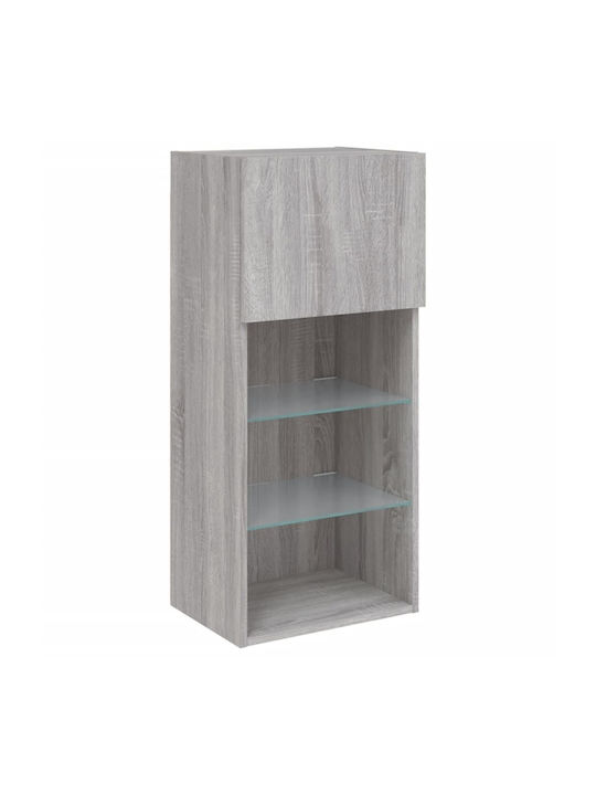 Wall-Mounted Living Room Cabinet made of Particle Board with Lighting Grey Sonoma 40.5x30x90cm