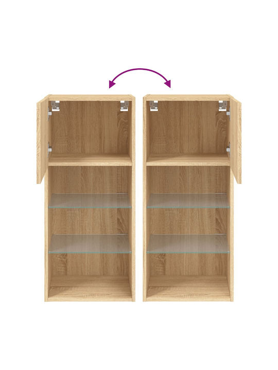 Hanging Living Room Cabinet made of Particle Board with Lighting Sonoma Oak 40.5x30x90cm