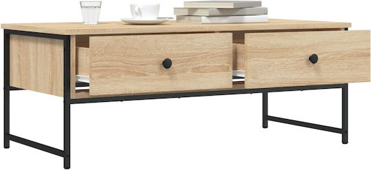 Rectangular Central Wooden Coffee Table with Drawers Sonoma Oak M101xW49xH39.5cm