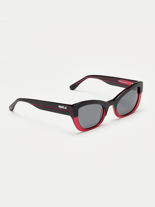 Cosselie Bern Women's Sunglasses with Red Plastic Frame and Gray Polarized Lens 1802202298