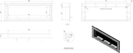 Kratki Internal / Outdoor Wall Mounted Bioethanol Fireplace Black