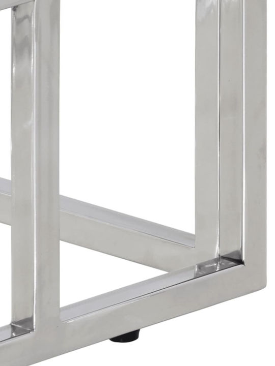 Console Table Metal with Glass Surface Silver L110xW35xH70cm