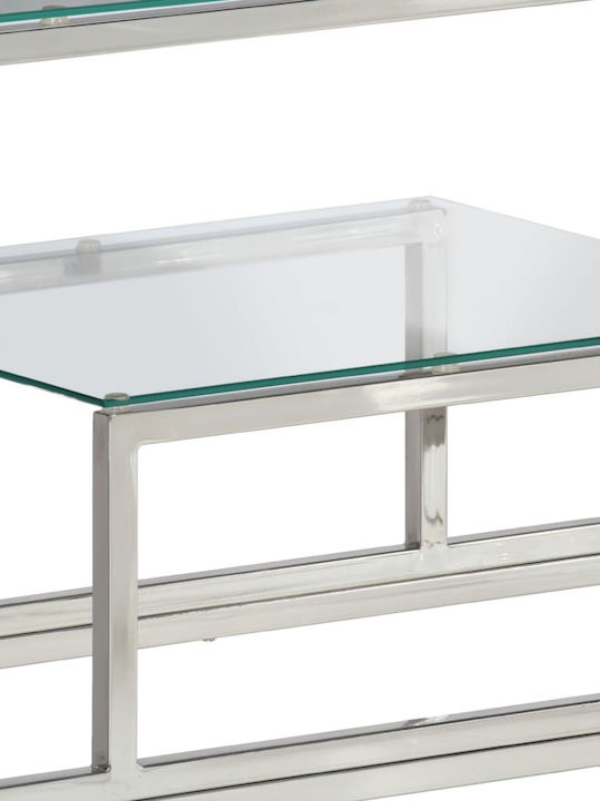 Console Table Metal with Glass Surface Silver L110xW35xH70cm