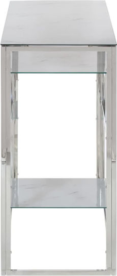 Console Table Metal with Glass Surface Silver L110xW35xH70cm