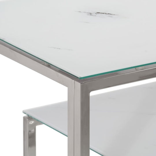Console Table Metal with Glass Surface Silver L110xW35xH70cm