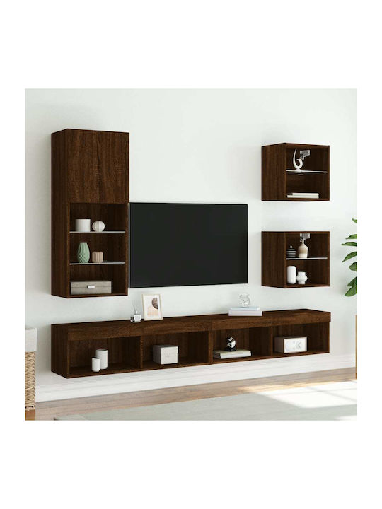 Dulap Pandantiv Pentru Sufragerie Din Placă Din Lemn Agregat Cu Iluminare Stejar Maro 40.5x30x102cm