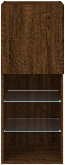 Wall-Mounted Living Room Cabinet made of Particle Board with Lighting Brown Oak 40.5x30x102cm