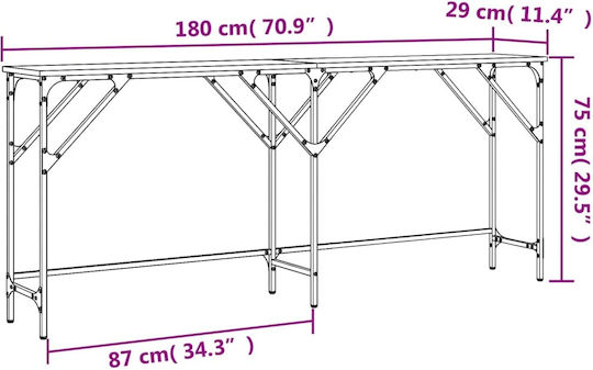 Κονσόλα από Ξύλο & Μέταλλο Sonoma Δρυς Μ180xΠ29xΥ75εκ.
