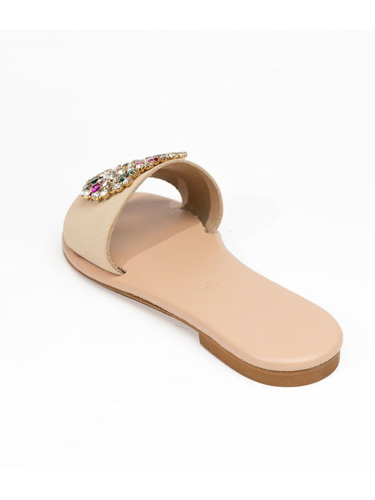 IRIS Leather Women's Flat Sandals in Pink Color