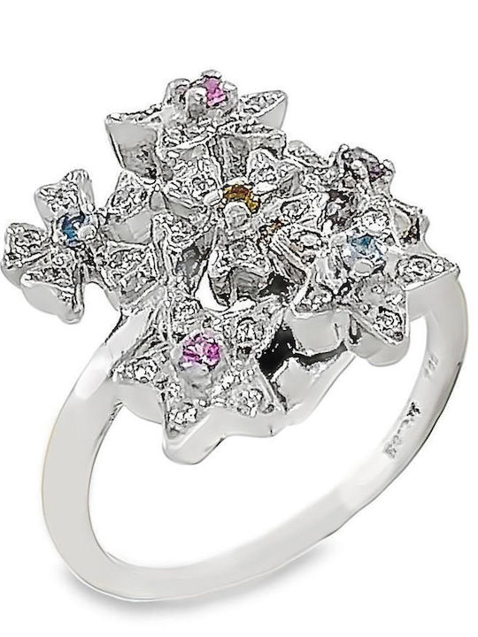 Xryseio Damen Ring mit Zirkonia aus Weißgold 14K