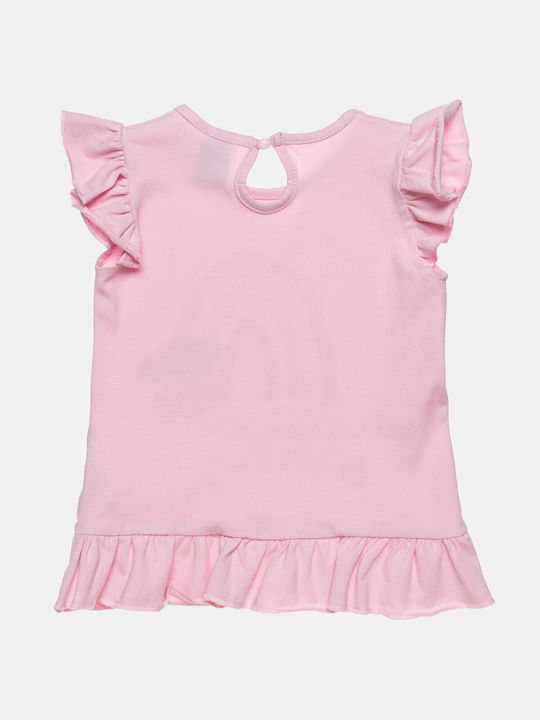 Alouette Kids Blouse Short Sleeve Pink Βολάν