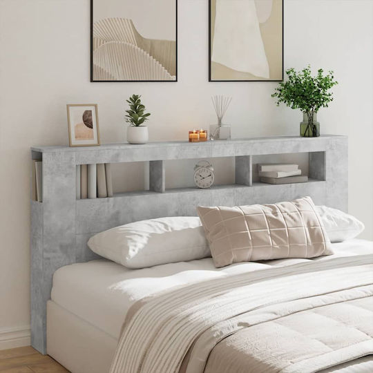 vidaXL Hölzernes Kopfstützen für Betten Grau 200x103,5cm
