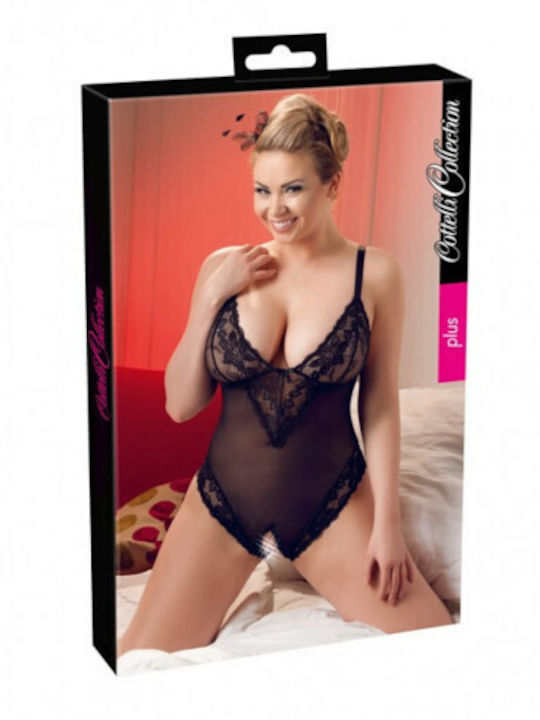 Cottelli Collection Crotchless Body Sexy Κορμάκι Μαύρο