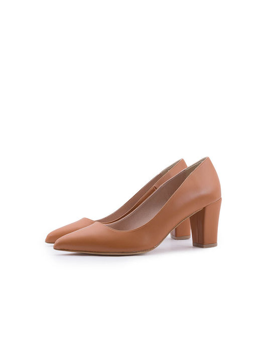 Stefania Leather Tabac Brown Medium Heels