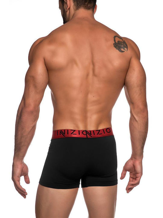 Inizio Men's Boxer Black with Patterns