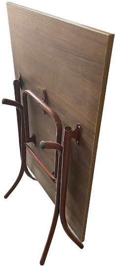 Table Kitchen Collapsible Wooden with Metal Frame Brown 100x70x75cm