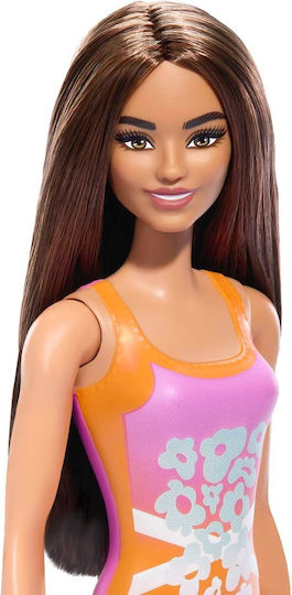 Barbie Beach & Swimsuit Doll Light Brown Hair, Wearing Tropical Pink Orange for 3+ years+ Years 29cm