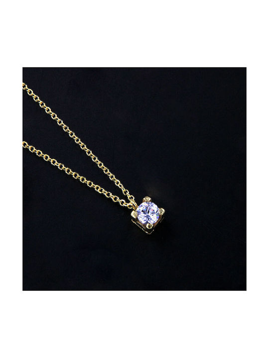 Ios Necklace from Gold 9 K with Zircon