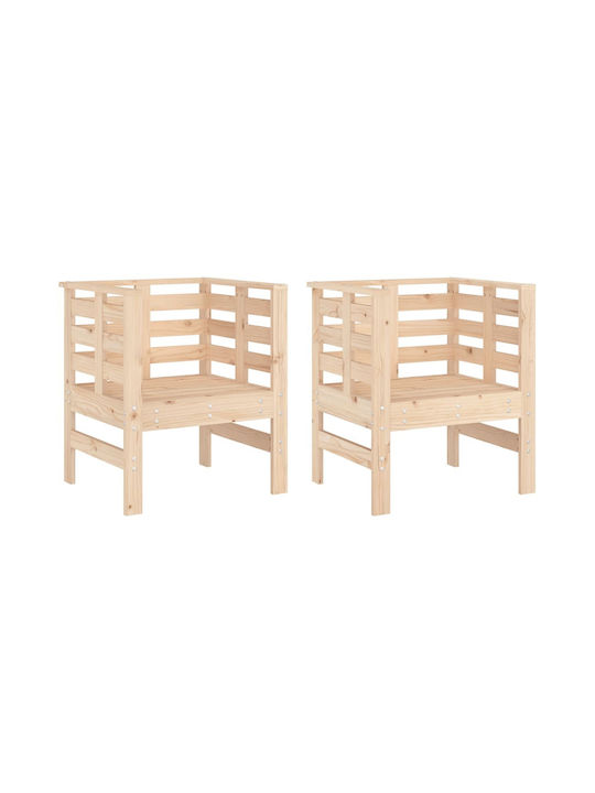 Outdoor Armchair Wooden Coffee 2pcs 61.5x53x71cm