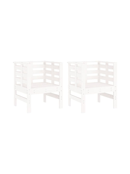 Fotoliu de exterior Lemn Alb 2buc 61.5x53x71cm