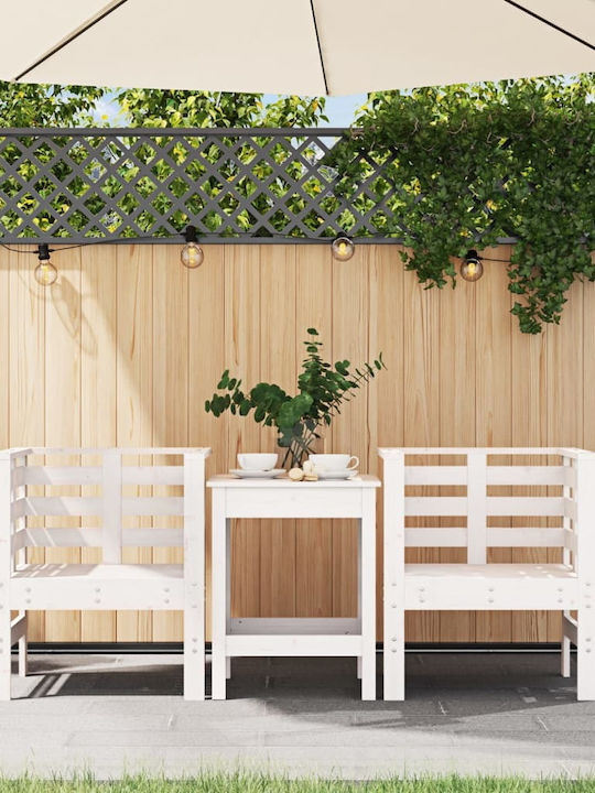Fotoliu de exterior Lemn Alb 2buc 61.5x53x71cm